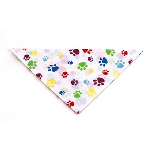 Multicolored Paws on White Bandannas