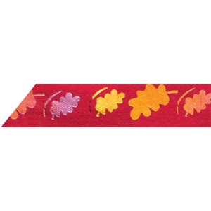 Ribbon / Autumn Leaves on Red - 50 Yards