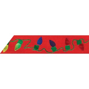 Ribbon / Multicolored Lights on Red - 50 Yards