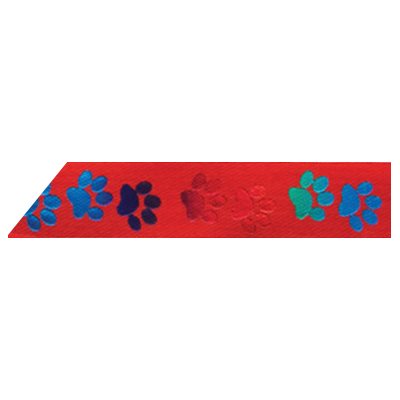 Ribbon / Multicolored Paws on Red - 50 Yards
