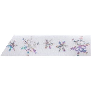 Ribbon / Multicolored Snowflakes on White - 50 Yards